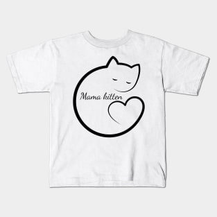 Mama kitten mini heart Kids T-Shirt